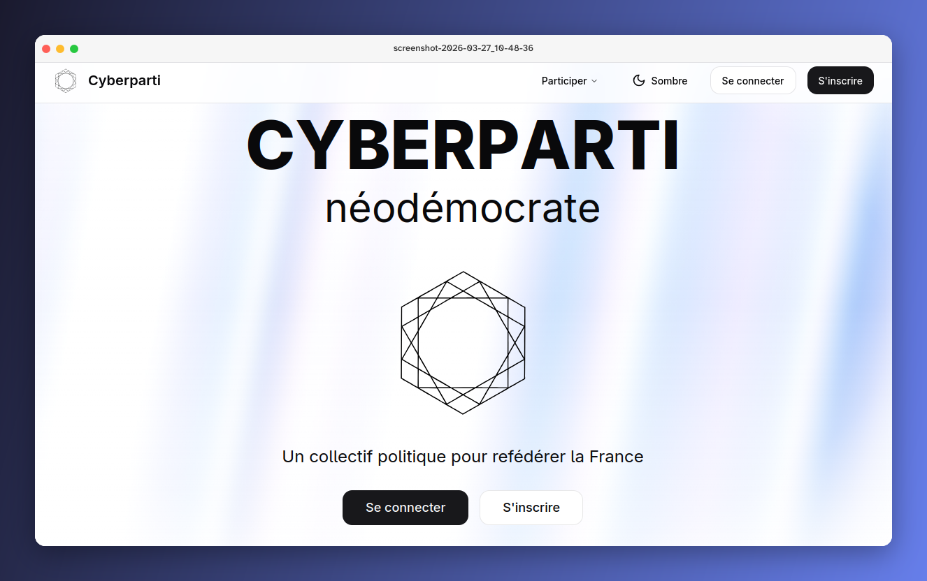 Mockup du site Cyberparti